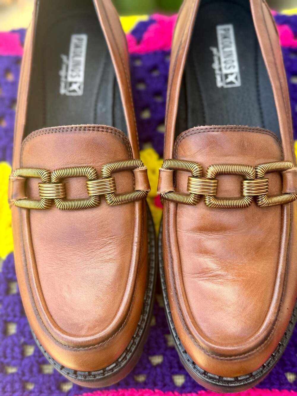 Pikolinos Aviles Women's Leather Lug Sole Platform Loafers sz 40